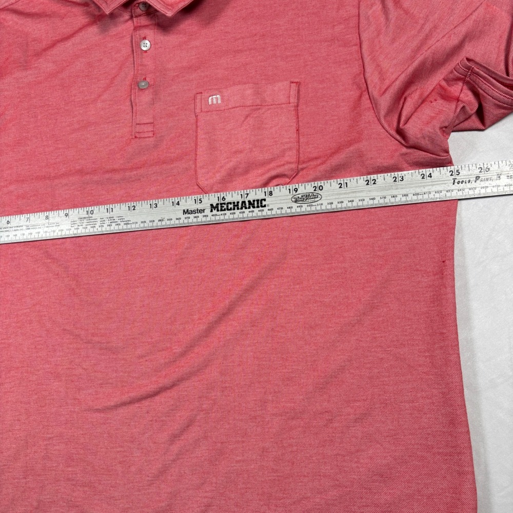 Travis Mathew Polo Shirt Mens XXL Red Heathered Short Sleeve Pocket Golf‎ Pique - Picture 9 of 12